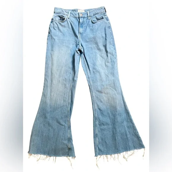 We The Free Jeans Flared Size 26 Flare Boho Free People Raw Hem Denim Blue - Picture 1 of 13